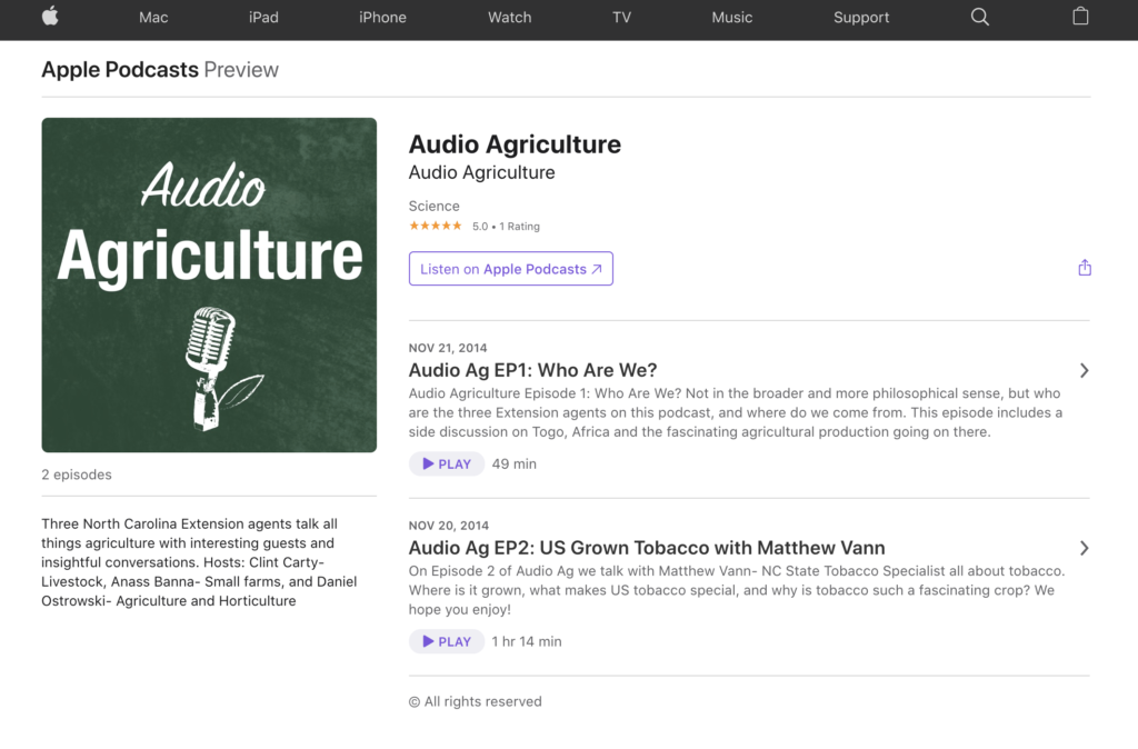 Audio Agriculture podcast site