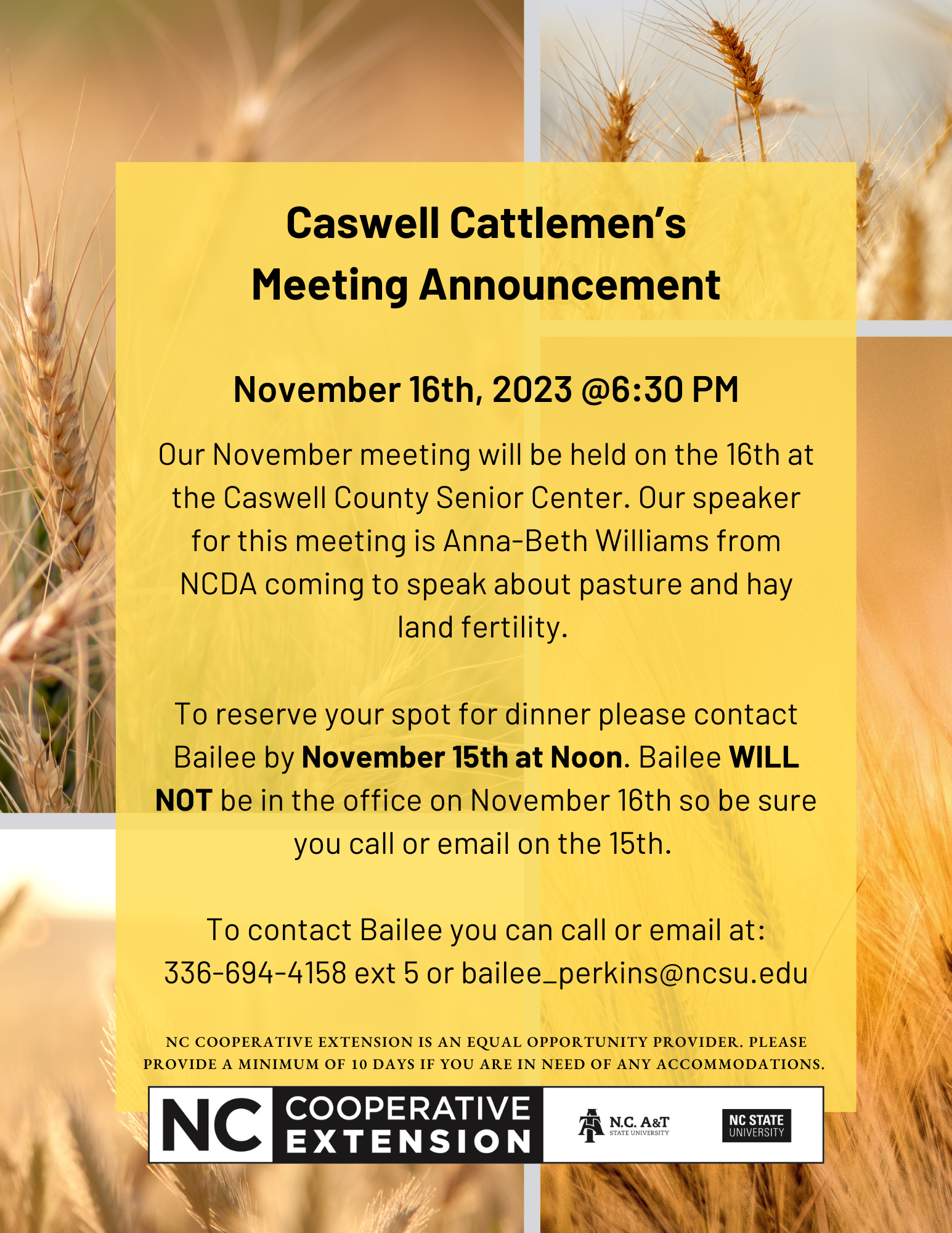 cattlemen meeting november 16th 6:30 p.m. 
